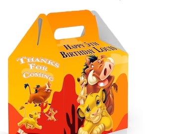 映画「ライオンキング」バースデー ゲーブル キャンディボックス - 12個パック - 4.4x4.5x3インチ - 名前と年齢をカスタマイズ可能 | キッズパーティーの記念品と用品