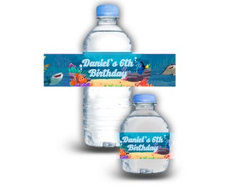 Finding Nemo Personalized Bottle Water Waterproof Labels-Customizable with Name and Age - 12Pack - bottles 16.9 and 8 fl oz - Ideal for Kids