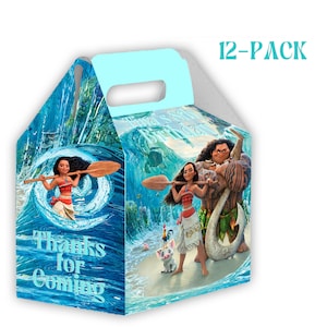 Bonbonnière Moana Gable - Lot de 12 - 4,4 x 4,5 x 3 pouces - Personnalisable avec le nom et l'âge - Accessoires de fête et accessoires Moana