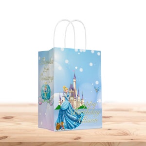 Cinderella Gift Favor Bags for Kids - 12pack - Customizable with Name and Age | Cinderella Birthday Party Supplies