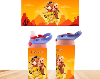 Lejonkungen Anpassad Barn Vattenflaska Personlig Med Namn Isolerad Tumbler För Småbarn 12oz
