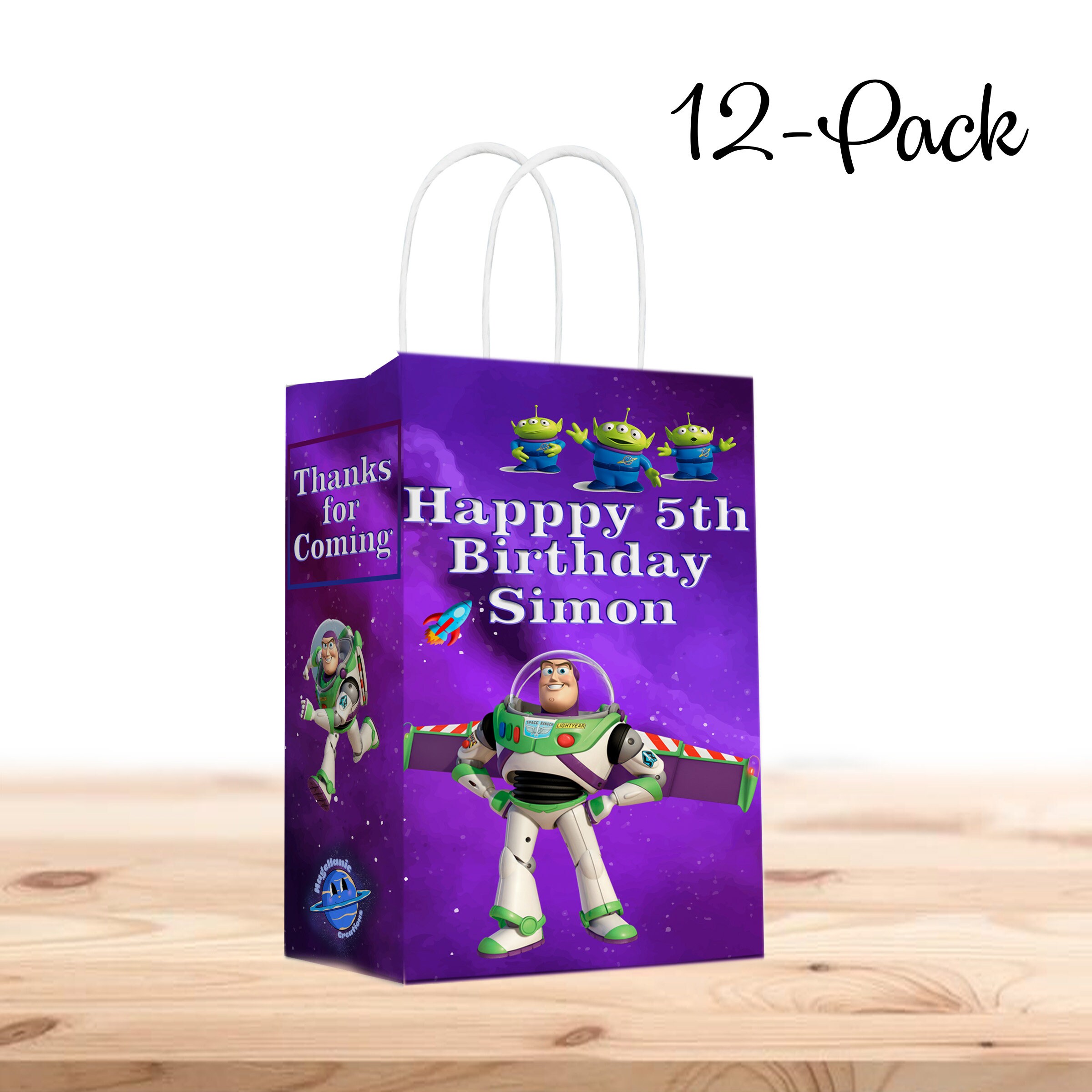 Buzz Lightyear Birthday Gift Favor Bags With Handles - 12pack ...