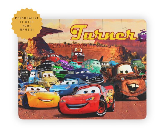 Cars 2 Movie Custom Jigsaw Puzzle for Kids with Name - 30pcs | 14" x 11"in | With a reference box for storing, Gifts and Toys for Kids