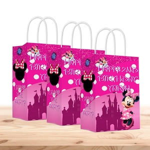 Minnie Mouse Gift Favor Bags for Kids - 12pack - Customizable with Name and Age | Minnie Mouse Birthday Party Supplies