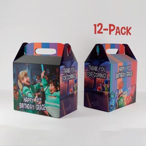 Inside Out 2 Gable Candy Box - 12 sztuk - 4,4 x 4,5 x 3 cale - Możliwość personalizacji imieniem i wiekiem - Upominki i artykuły na przyjęcie urodzinowe dla dzieci