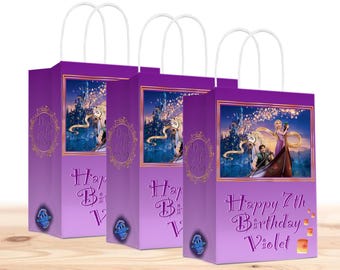 Princess Rapunzel and Flynn Gift Favor Bags for Kids - 12pack - Customizable with Name and Age | Princesses Party Supplies and Favors
