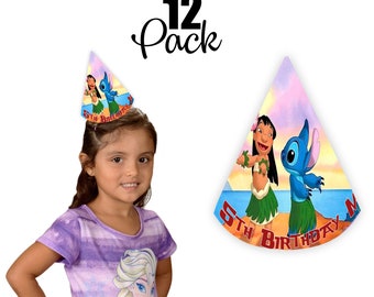 Lilo and Stitch Birthday Party Hats for Kids - 12Pack – Customizable with Name and Age | Personalized Kids Party Supplies and Favors