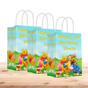 Winnie The Pooh Gift Favor Bags for Kids - 12pack - Customizable with Name and Age | Winnie The Pooh Party Supplies for Kids