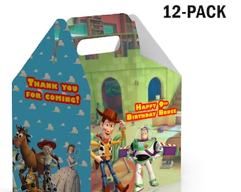 Toy Story Gable Candy Box - 12er Pack - 4,4x4,5 x 3 in - Individualisierbar mit Name und Alter - Toy Story Geburtstags-Gastgeschenke