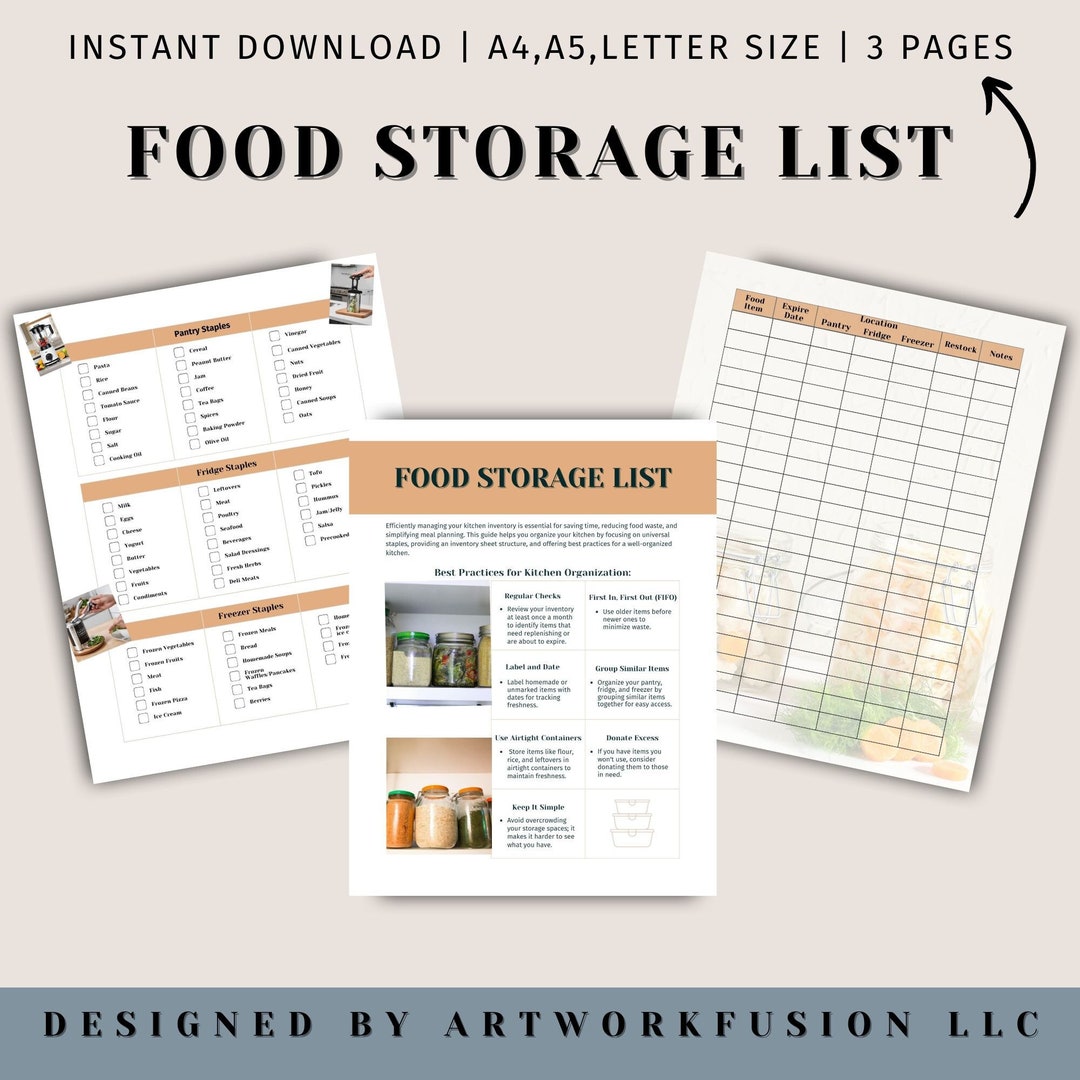 Food Storage List Printable Food Checklist Checklist Template Pantry