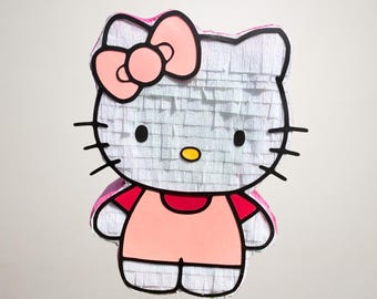 Party Favor Hello Kitty Mini Piñata | Party Table Decoration | Fillable Party Favor | White Cat Piñata | Kitty and Friends Decoration