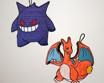 Handmade Pokémon Mini Piñata Party Favor | Charizard | Gengar | Table Decoration and Goodie Bag | Pokémon Birthday Decor & Treat Holder