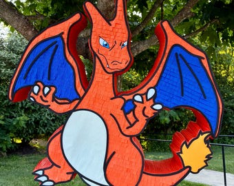 Handcrafted Charizard Piñata | Pokémon Party Centerpiece | Pokémon Birthday Decoration & Game | Handmade Gamer and Anime Decorations