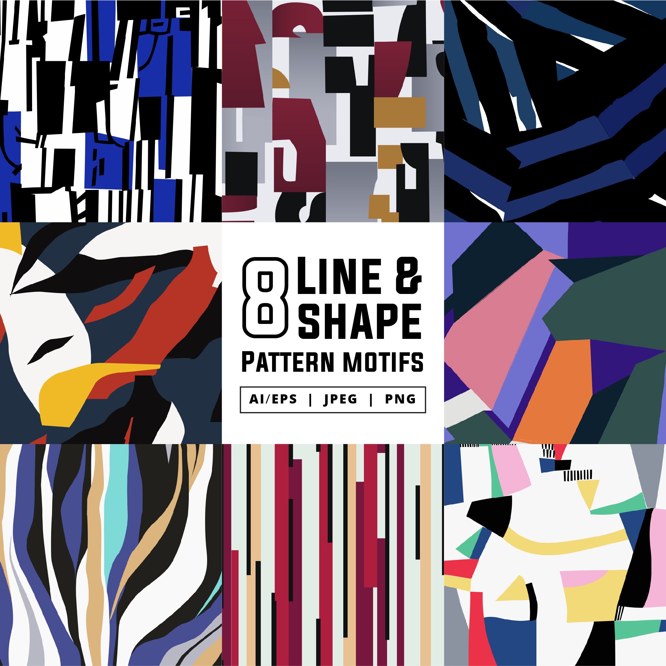 Line & Shape Pattern Bundle, Vector Pattern and Motifs. - Etsy
