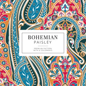 Bohemian Paisley, Vector pattern, Bohemian seamless pattern, Bohemian wallpaper, Ethnic pattern, Paisley pattern, Digital download file