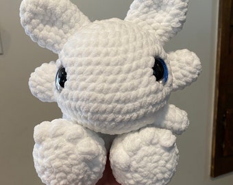 Custom Light Fury Dragon Plush: Crochet Snuggler, Hand-Painted Eyes