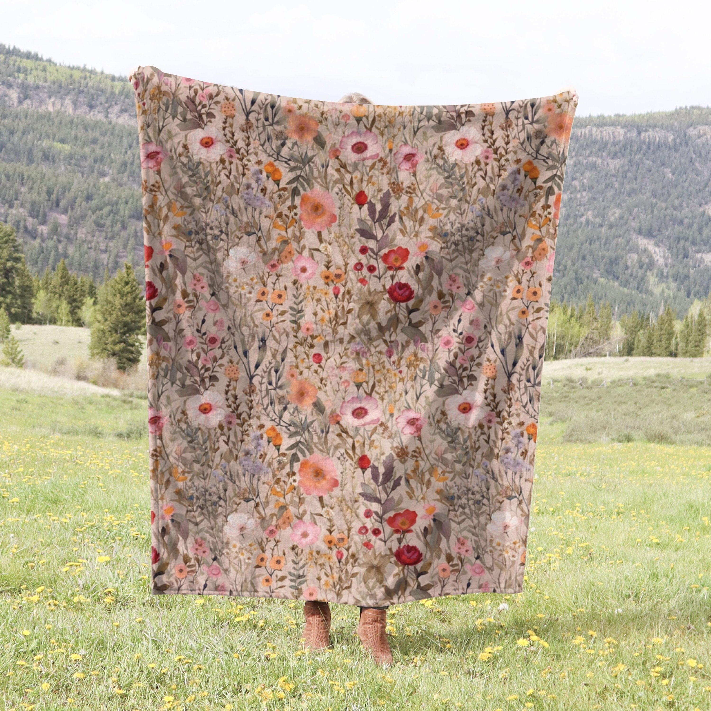 Floral Fleece Throw Etsy