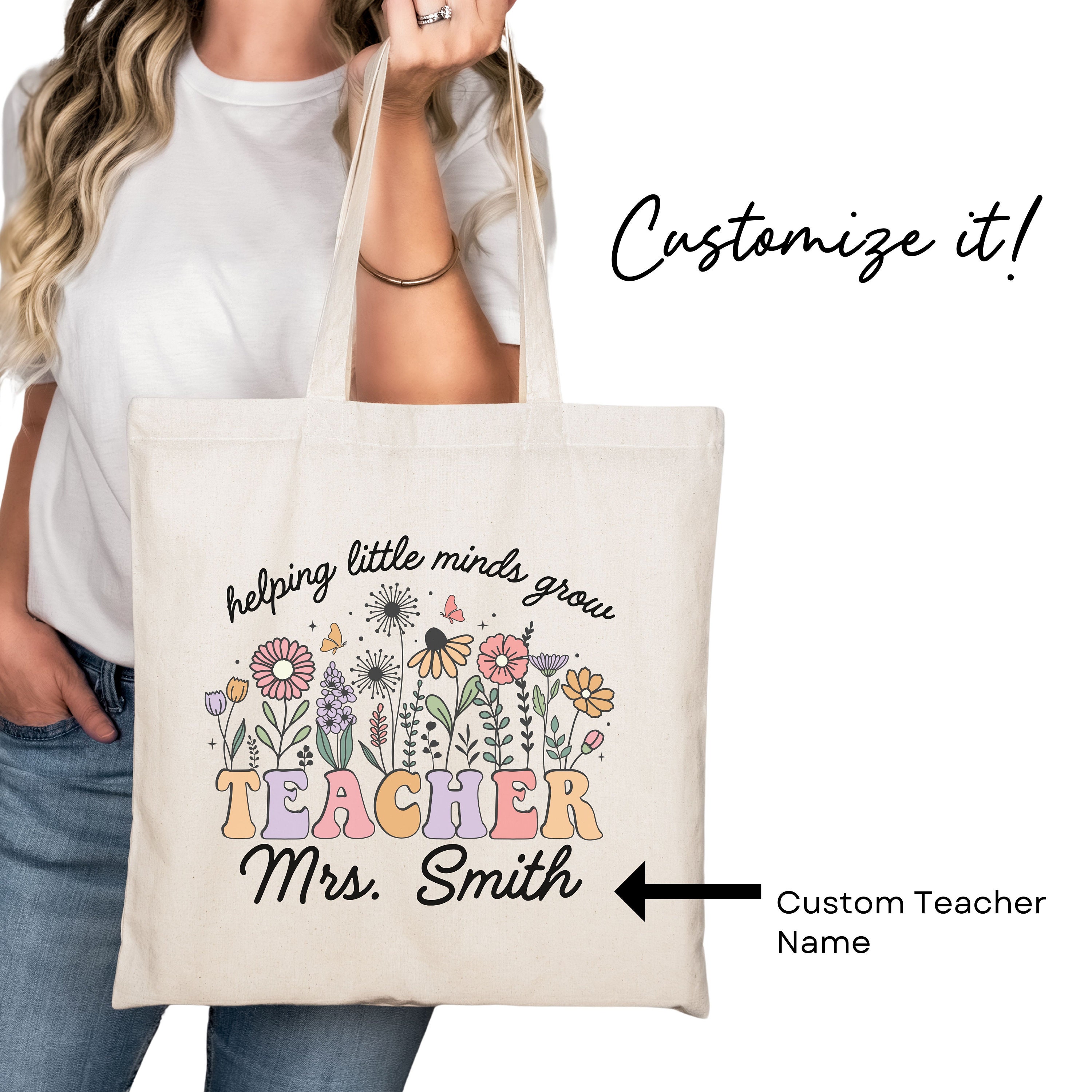 Floral Teacher Tote Bag, Teacher Appreciation Thank You Gift Ideas ...