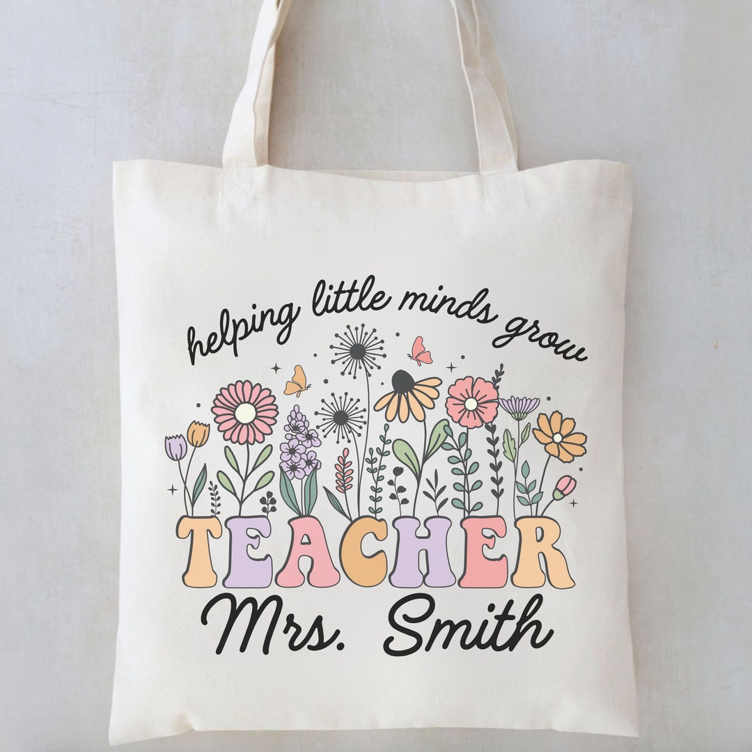 Floral Teacher Tote Bag, Teacher Appreciation Thank You Gift Ideas ...