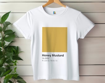 Camiseta con muestra de color mostaza miel, camiseta de diseñador gráfico