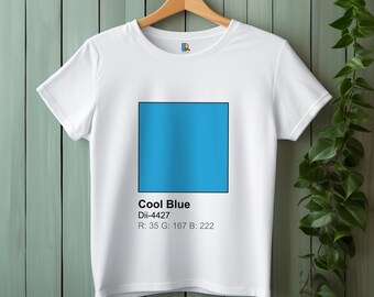 Azul frío, camisa de muestra de color, camisa vintage, camiseta gráfica genial, camisa de diseñador gráfico, camisa genial, camisas gráficas lindas para mujeres y hombres