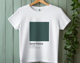 Camiseta unisex de diseño con estampado de bosque tranquilo