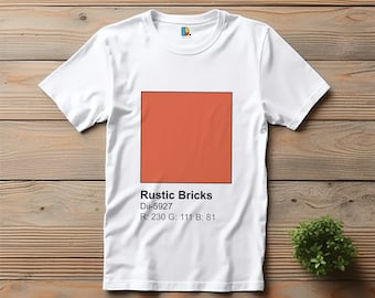 Camiseta unisex con gráfico de ladrillos rústicos y muestra de color
