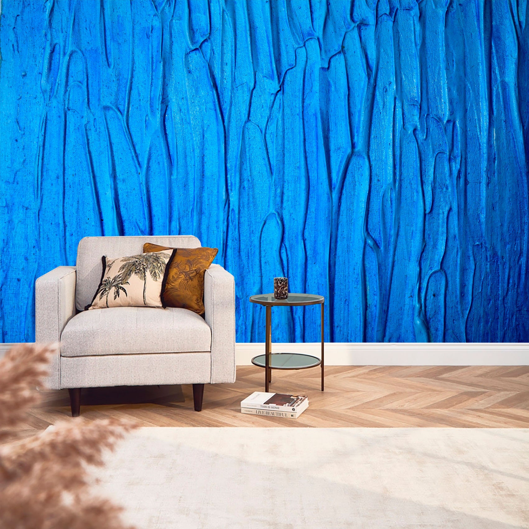 Modern Abstract Wallpaper Blue Peel and Stick Wall Mural Removable 3D ...