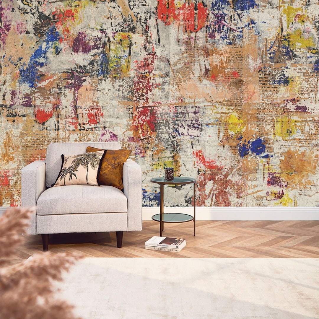 Urban Concrete Wall Mural Street Art Abstract Wallpaper Scratched Stone ...
