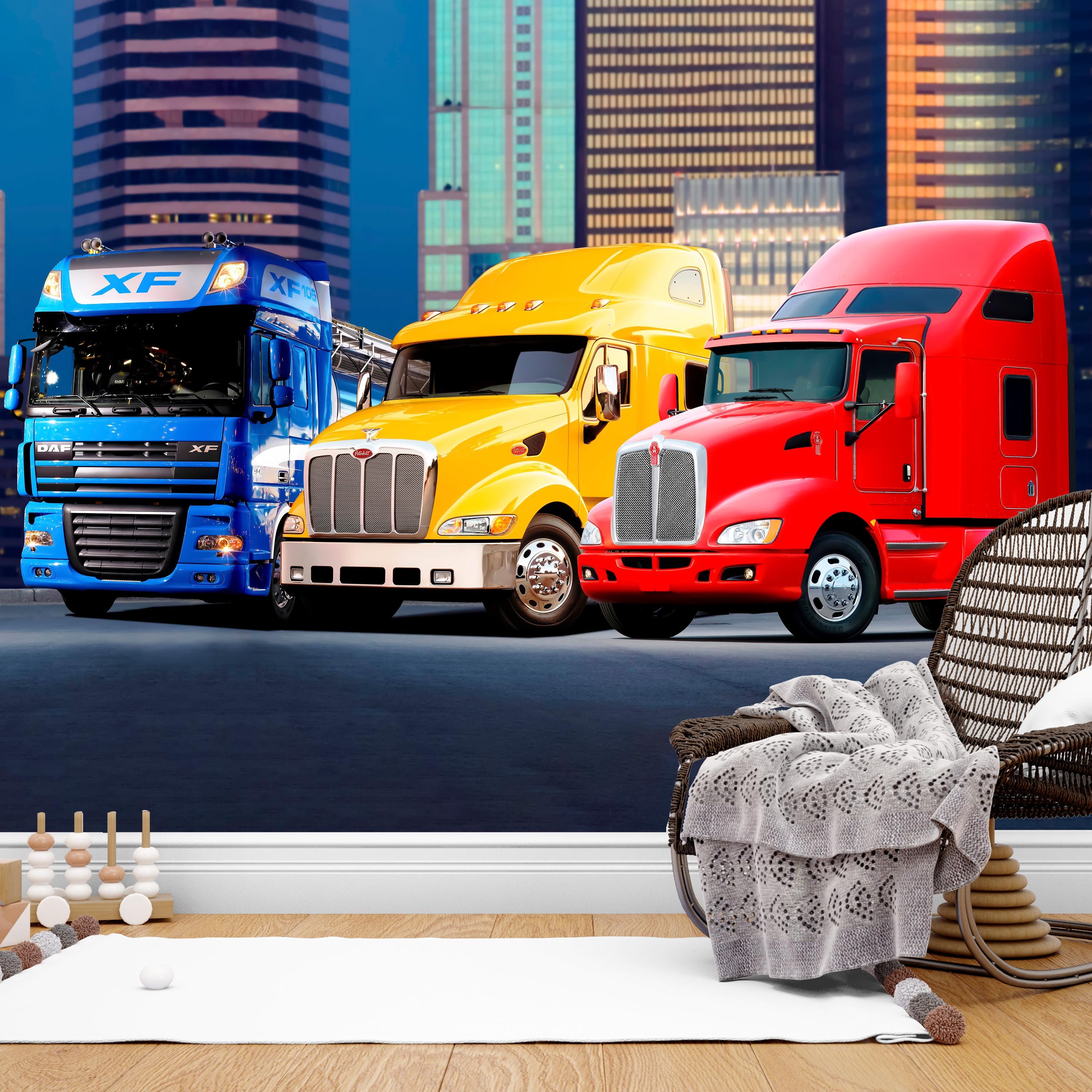 Truck Wallpaper for Kids Room Big Rig Wall Mural Semi Truck