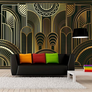 Linie Tapete Schälen und Stick Bogen im ägyptischen Stil Abnehmbares Wandbild Geometrischer Druck Selbstklebende Vliestapete Wohnzimmer Aufkleber