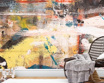 Abstract Texture Wallpaper Peel & Stick, Modern Wall Mural, Colorful Brush Stroke Wallpaper, Artistic Wall Print, Contemporary Non Woven Art