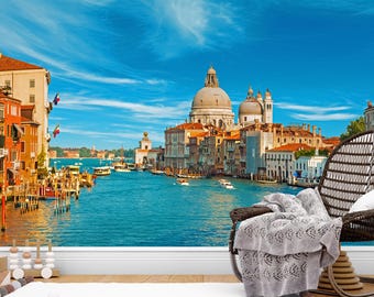 Venice Italy Wallpaper Peel and Stick Wall Mural, Grand Canal Wall Decor, Italian Cityscape Non Woven Wall Art Print, Travel Wall Covering