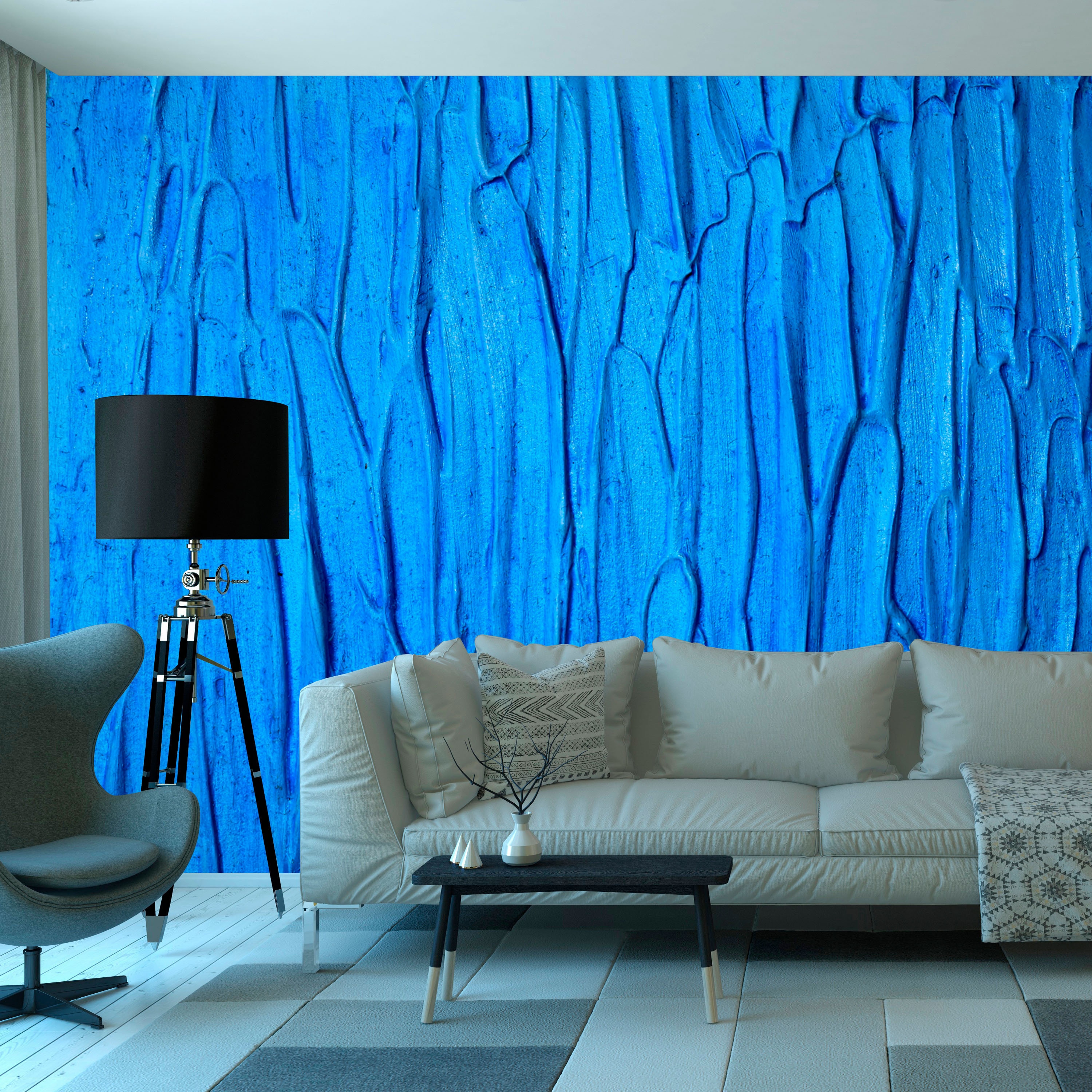 Modern Abstract Wallpaper Blue Peel and Stick Wall Mural Removable 3D ...
