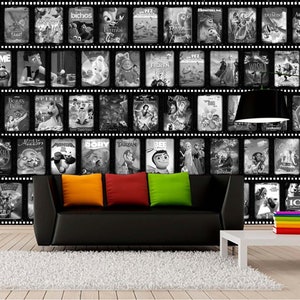 Papel tapiz de personajes de cuentos de hadas, dibujos animados para niños, mural estético, collage, papel tapiz de película extraíble, despegar y pegar, decoración para sala de juegos infantil.