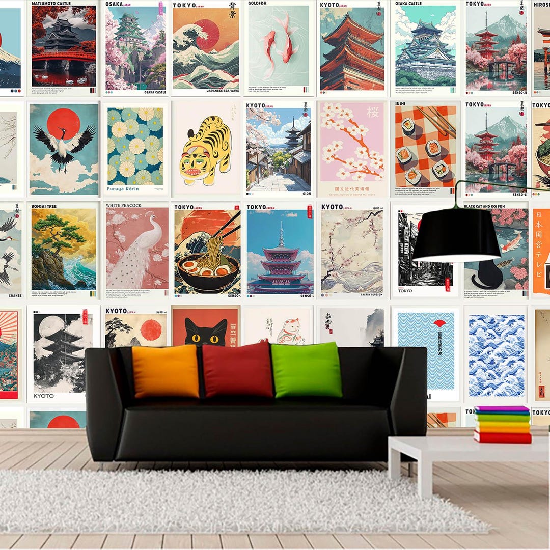 Japanese Vintage Art Wallpaper Collection, Traditional Asia Style Wall ...