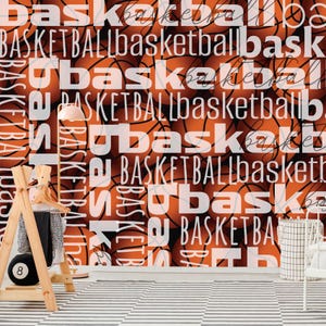 Carta da parati Basket Sport Bambini Decorazione da parete Decalcomania rimovibile Motivazionale Stacca e attacca Stampa a tema Sala giochi Asilo Nido Murale in tessuto non tessuto