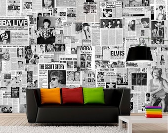 Vintage Newspaper Clippings With Singers Wallpaper Music Wall
