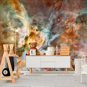 Peel and Stick Galaxy Wallpaper Space Wall Mural Nebula Non-Woven Wallpaper Astronomical Decal for Bedroom Living Room Décor Playroom Print