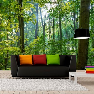 Forest Green Wall Mural Living Room Wallpaper Removable Vinyl Wallpaper Peel & Stick Easy Installation Non woven wallpaper Nature Wallpaper