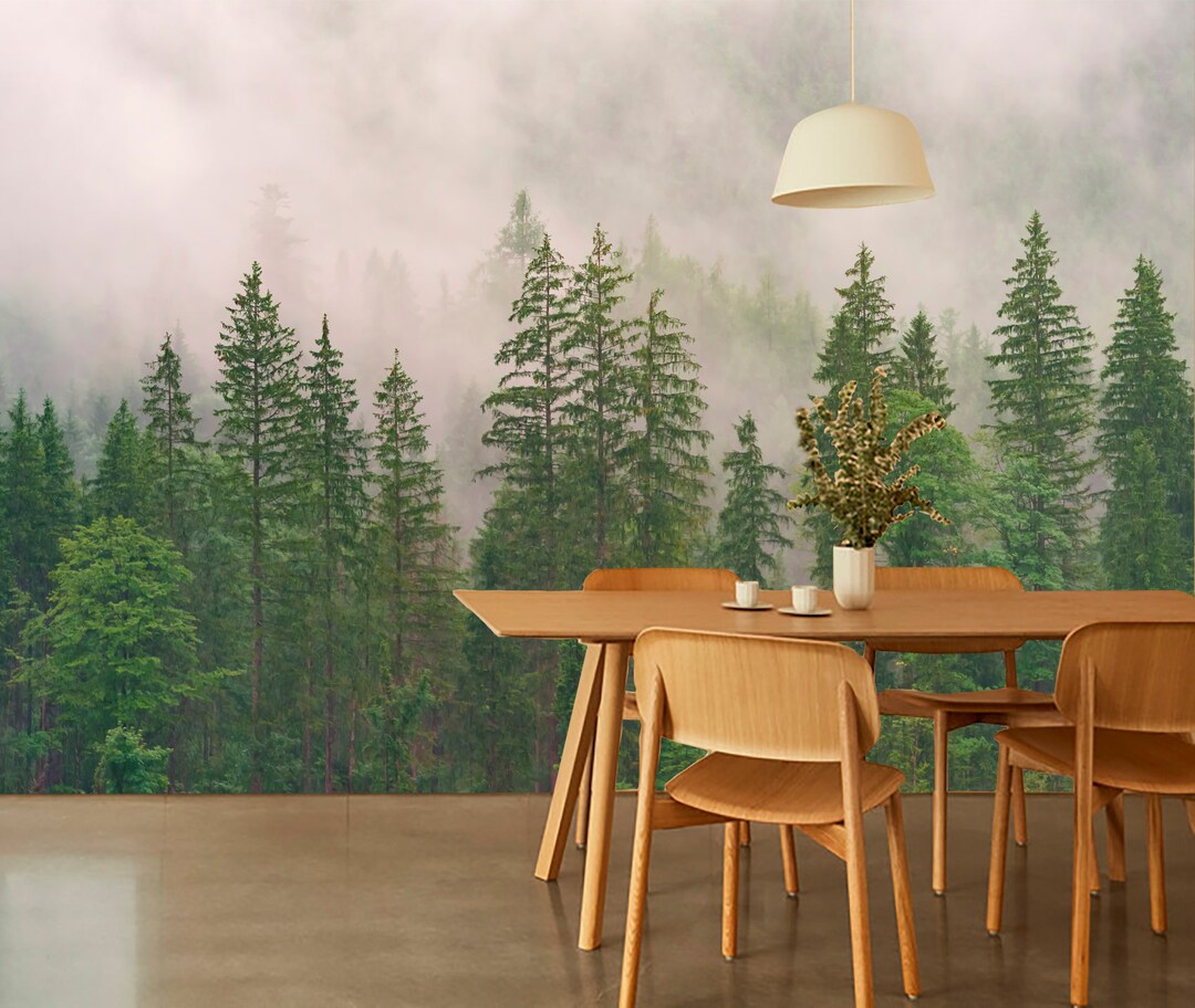 Foggy Forest Peel & Stick Wallpaper Removable Wall Mural Nature ...