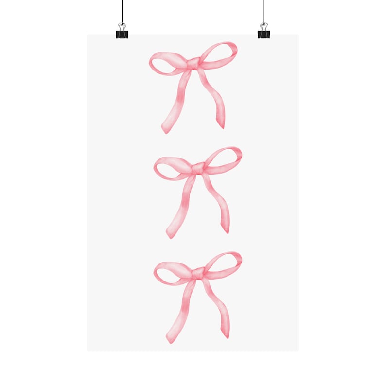 Pink Bow Poster Girly Wall Art Prints Coquette Decor (unframed) Wall ...
