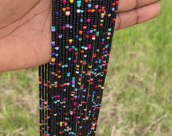 Classic African Waist Beads Speckled Colors 60 inch Handcrafted - One Size Fits Most, tie on, 1 ct