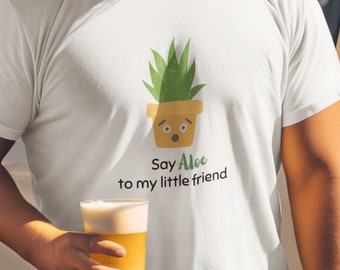 Funny Cactus Aloe Men&#39;s Tee, Succulent Plant Graphic Shirt, Unisex Cotton Top, Botanical Humor T-shirt, Desert Plant Lover Gift