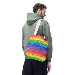 Colorful Rainbow Tote Bag for Eco-Friendly Shopping, Beach Days, Pride Events, Gift for Friends, Reusable Grocery Bag, Fun Casual Style