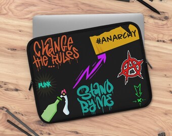 Rebellious Anarchy Laptop Sleeve | Edgy Tech Case, Punk Style, Unique Gift for Students, Anarchist Design, Perfect for Back to School