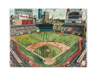 Fenway Park Matte Canvas Stretched, Wall Decor, Boston Baseball Home Decor, Red Sox Fan Gift