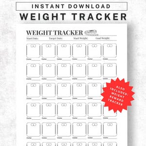 Weight Loss Tracker Printable: Reward & Goal Chart (A4/US Letter PDF)