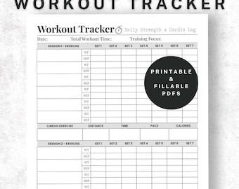 Workout Tracker Printable: Fitness Log, Exercise Challenge