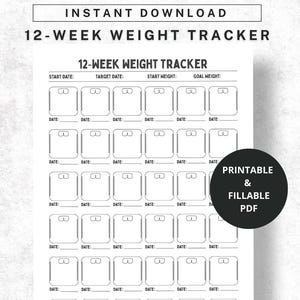 12-Week Weight Loss Tracker Printable: Reward & Goal Planner (A4/US Letter PDF)